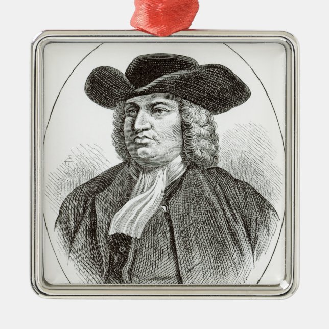 William Penn  engraved by Josiah Wood Whymper Metal Ornament (Front)