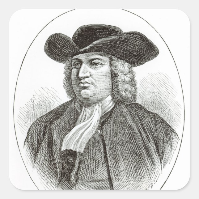 William Penn  engraved by Josiah Wood Whymper Square Sticker (Front)
