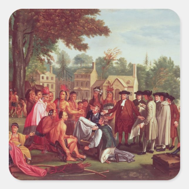 William Penn's Treaty with the Indians in 1683 Square Sticker (Front)
