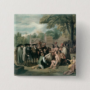 William Penn's Treaty with the Indians in 2 Inch Square Button