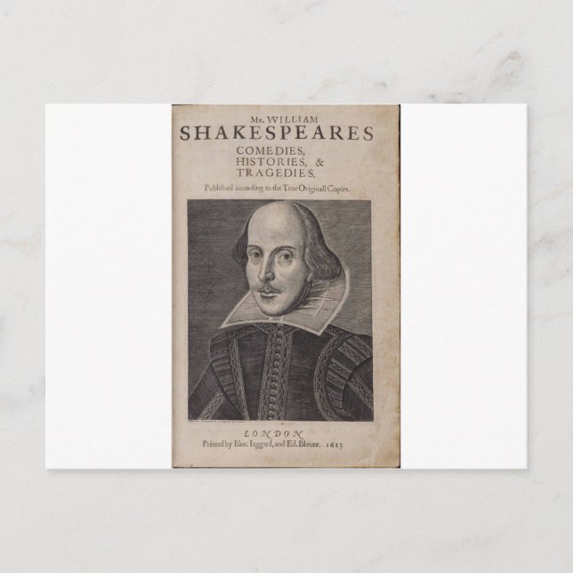 William Shakespeare, 1623 Postcard (Front)