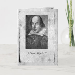 William Shakespeare avec la carte de voeux de