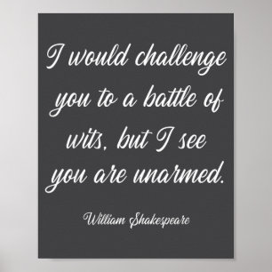 William Shakespeare Battle Of Wits English Literat Poster