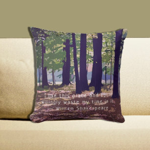 William Shakespeare Colourful Serene Forest Throw Pillow