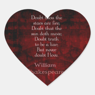 William Shakespeare Famous Love Quote Heart Sticker