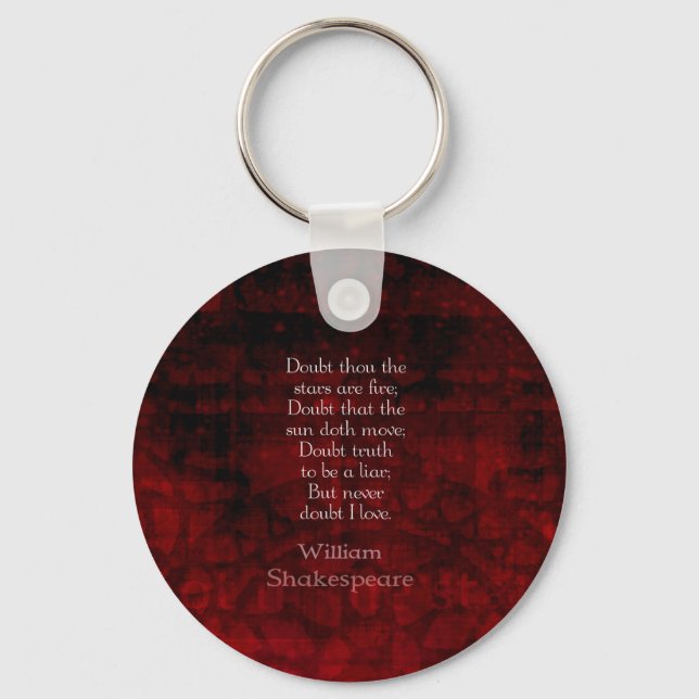 William Shakespeare Famous Love Quote Keychain (Front)