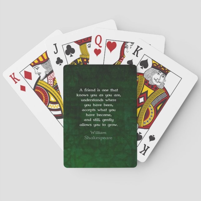 William Shakespeare Friendship Inspirational Quote Playing Cards (Back)