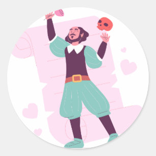 William Shakespeare Hamlet Literature Poet Retro S Classic Round Sticker