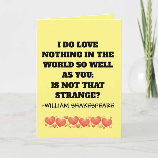 WILLIAM SHAKESPEARE I LOVE YOU ROMANTIC CARDS  (Front)