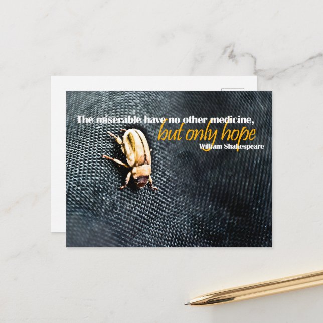 William Shakespeare Inspirational Quote "Hope" Postcard (Front/Back In Situ)