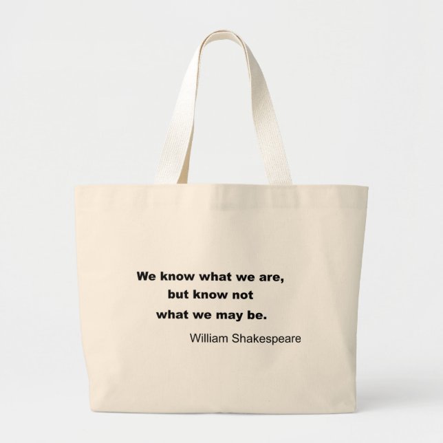 William Shakespeare Inspiring Quote Large Tote Bag (Front)