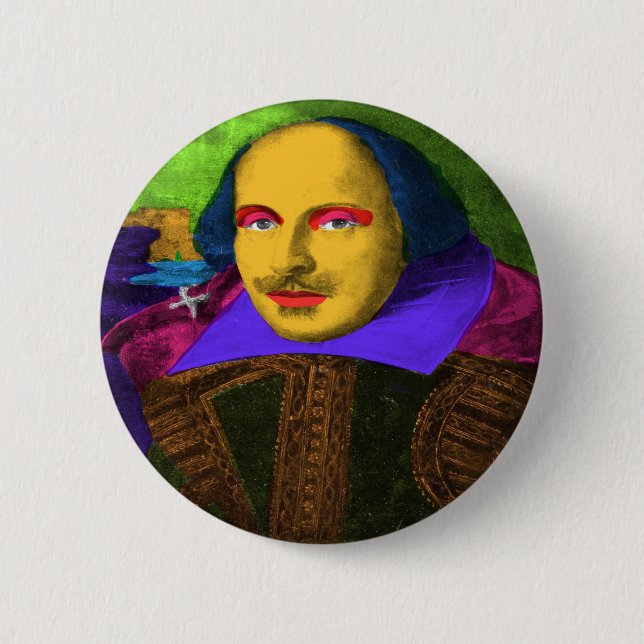 William Shakespeare Pop Art 2 Inch Round Button (Front)