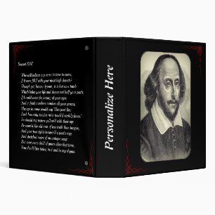 William Shakespeare Portrait et Sonnet 17 Classeur