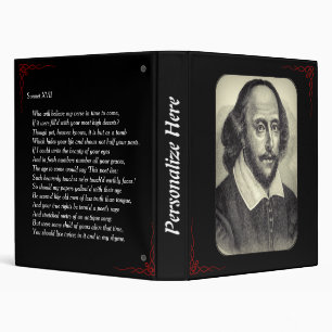 William Shakespeare Portrait et Sonnet 17 Classeur