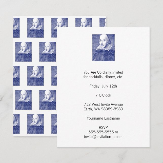 William Shakespeare Portrait from First Folio Invitation (Front/Back)