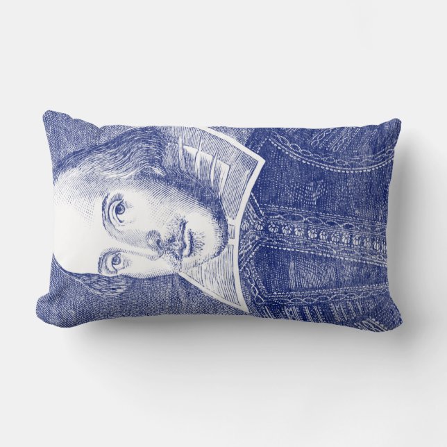 William Shakespeare Portrait from First Folio Lumbar Pillow (Front)