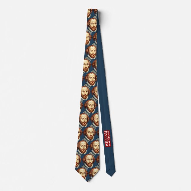 William Shakespeare portrait illustration Gold Tie (Front)