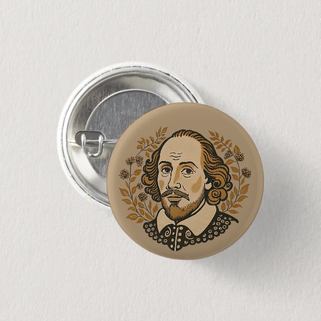 William Shakespeare portrait illustration QUOTE  1 Inch Round Button (Front & Back)