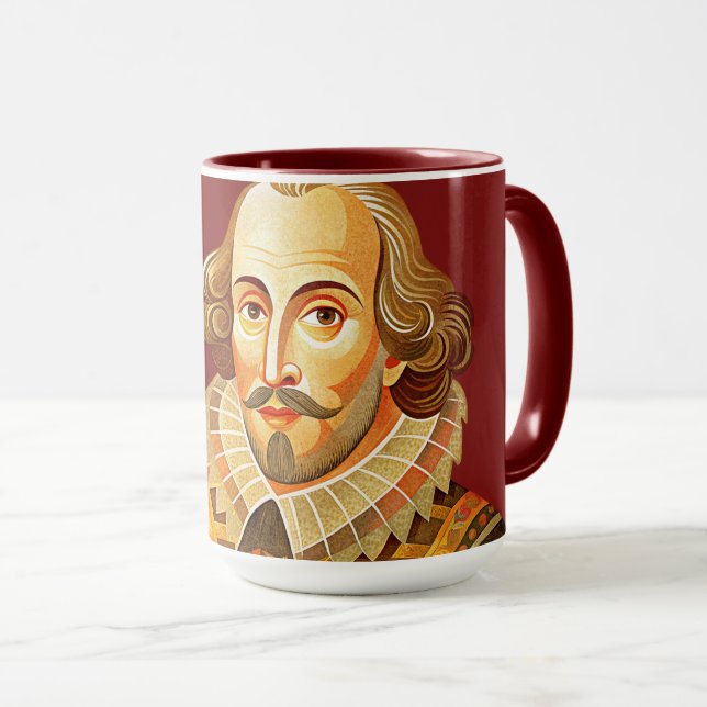 William Shakespeare portrait illustration To Be Or Mug (Front Right)