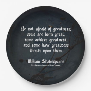 William Shakespeare Quote - Greatness Paper Plate