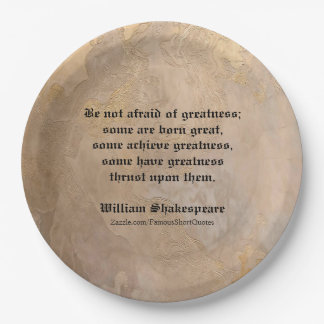 William Shakespeare Quote - Greatness Paper Plates