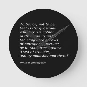 William Shakespeare`s `Hamlet` Round Clock