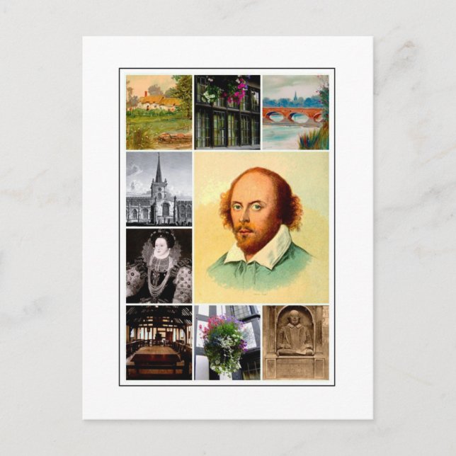William Shakespeare & Stratford-upon-Avon Postcard (Front)