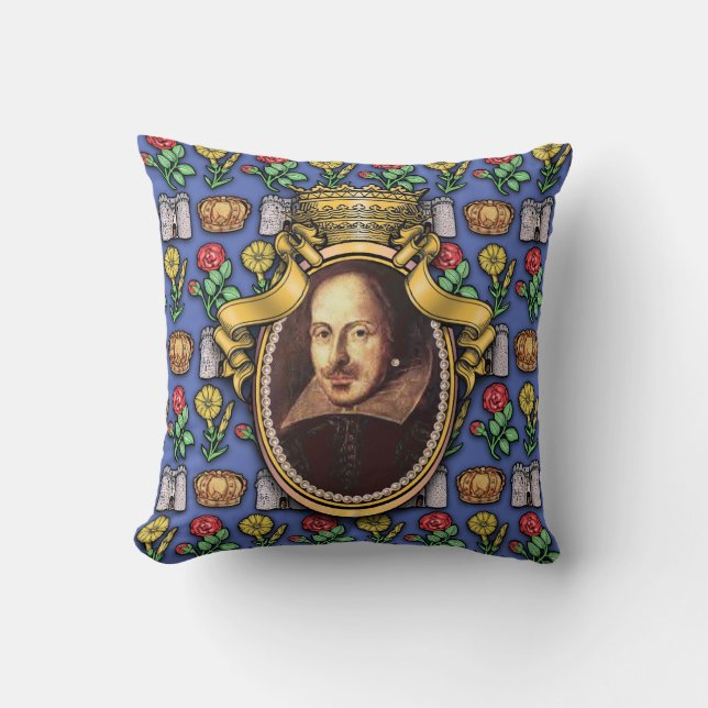 William Shakespeare Throw Pillow (Front)