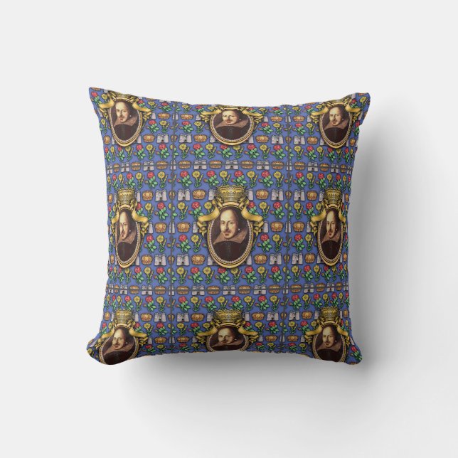 William Shakespeare Throw Pillow (Front)