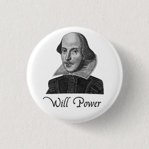 William Shakespeare Will Power 1 Inch Round Button