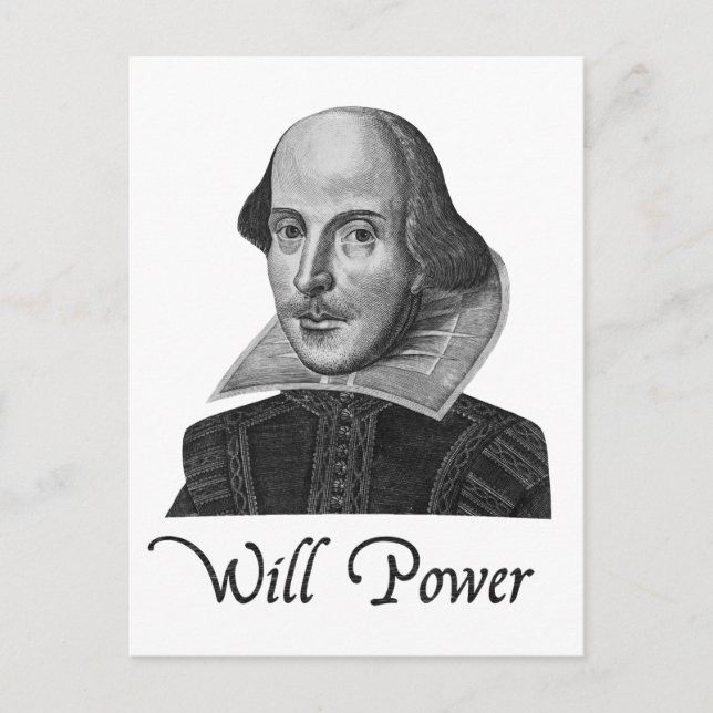 William Shakespeare Will Power Postcard (Front)