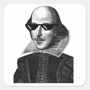 William Shakespeare With Sunglasses Square Square Sticker