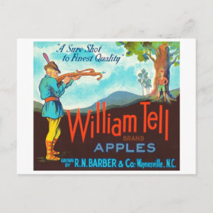 William Tell Apples Vintage Crate Label Postcard