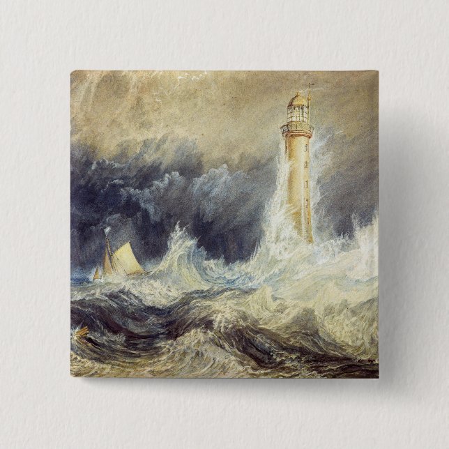 William Turner - Bell Rock Lighthouse 2 Inch Square Button (Front)