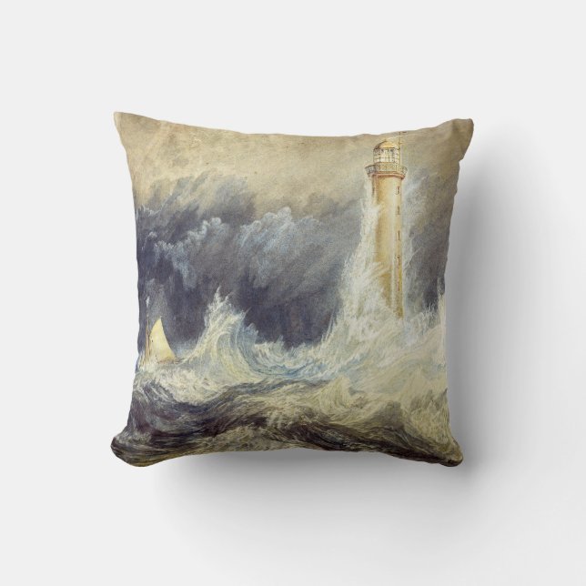 William Turner - Bell Rock Lighthouse Throw Pillow (Front)