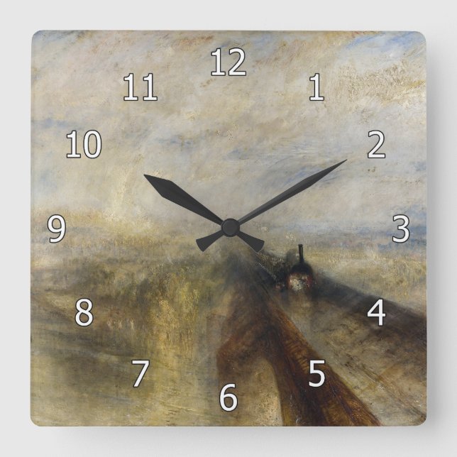 William Turner - Rain, Steam and Speed Square Wall Clock (Front)