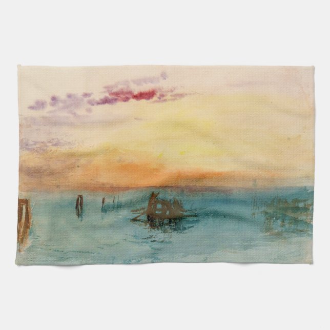 William Turner - The Lagoon near Venice at Sunset Kitchen Towel (Horizontal)