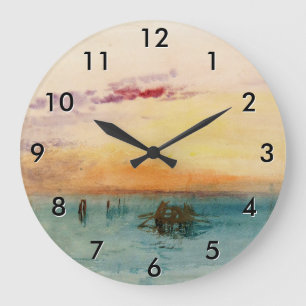 William Turner - The Lagoon near Venice at Sunset Large Clock