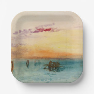 William Turner - The Lagoon near Venice at Sunset Paper Plate