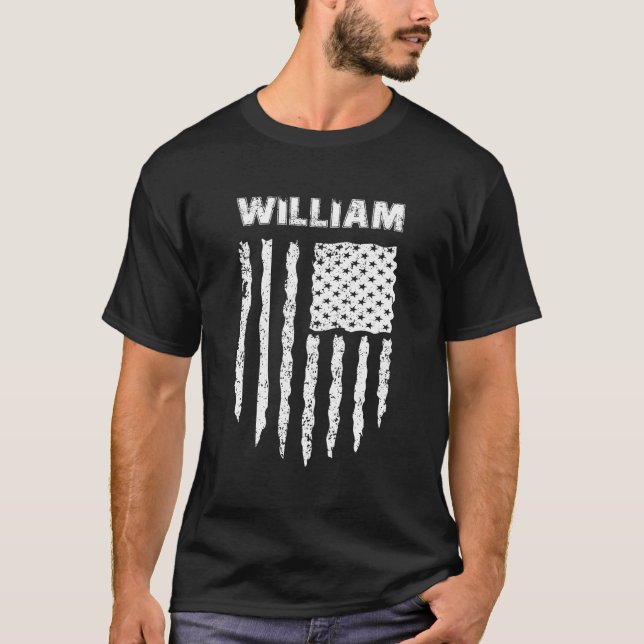 William Us Flag First Names Surnames T-Shirt (Front)