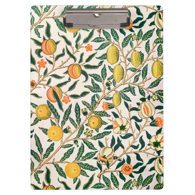 William William Morris Fruit Pomegranate White Orn Clipboard (Front)