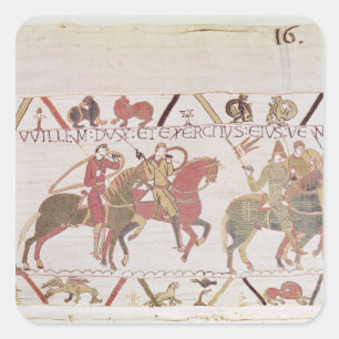 William's army going to Mont Saint-Michel Square Sticker