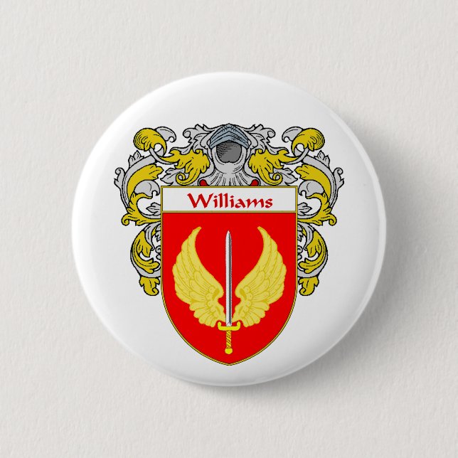 Williams Coat of Arms (Mantled) 2 Inch Round Button (Front)