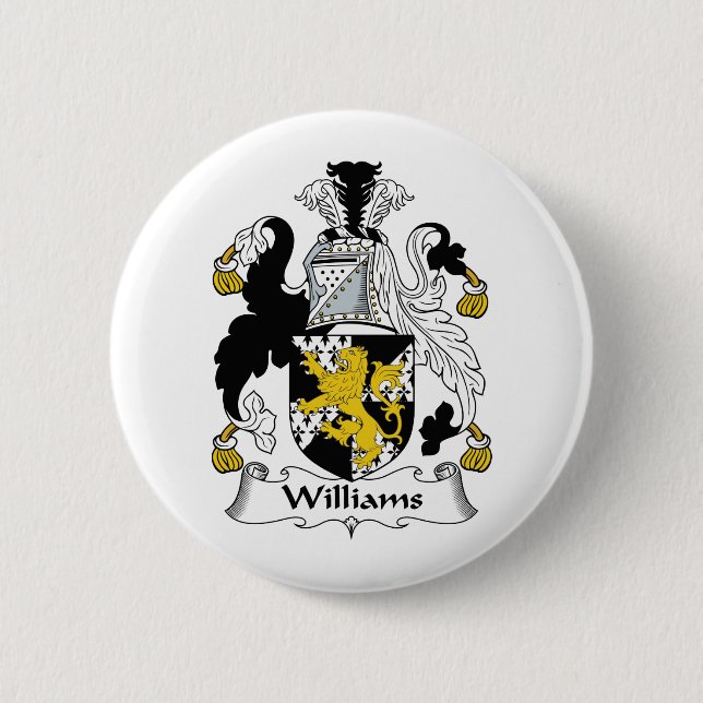 Williams Family Crest 2 Inch Round Button (Front)