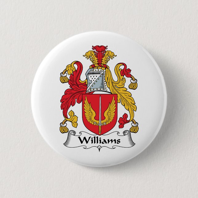 Williams Family Crest 2 Inch Round Button (Front)