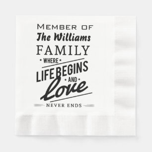 Williams Family Member Reunion Vintage Typography Napkin
