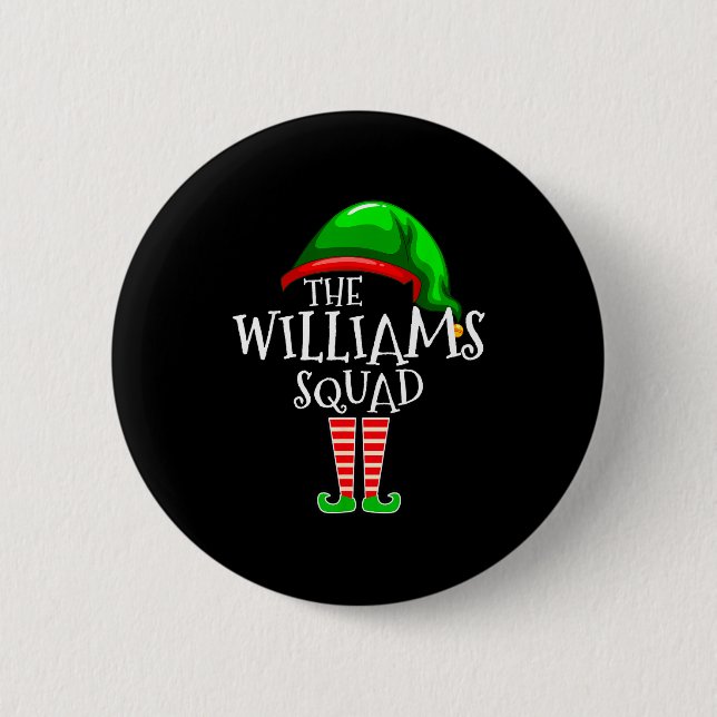Williams Family Name Squad Matching Group Elf Chri 2 Inch Round Button (Front)