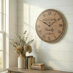 Williams Family Wall Clock – Wooden Style Decor