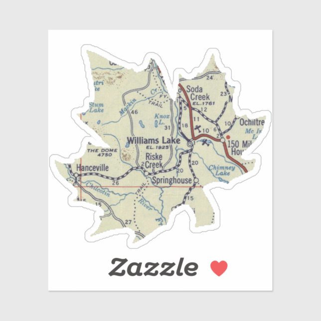 Williams Lake BC 50's Map (Sheet)