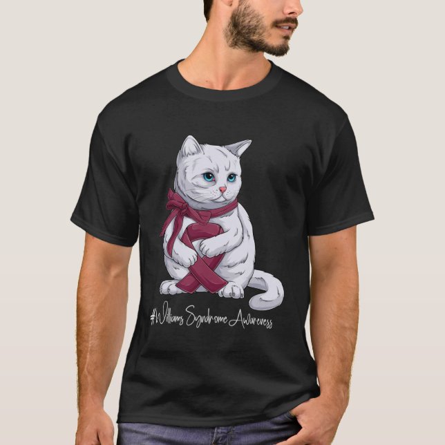 Williams Syndrome Awareness Month Burgundy Ribbon  T-Shirt (Front)